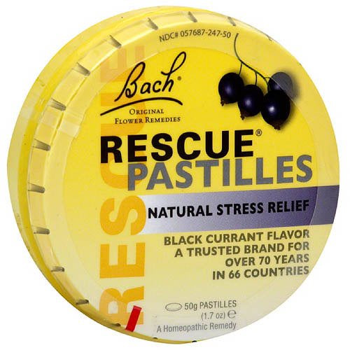 Bach Rescue Pastilles, Natural Stress Relief, Black Currant Flavor, 50g/1.7oz