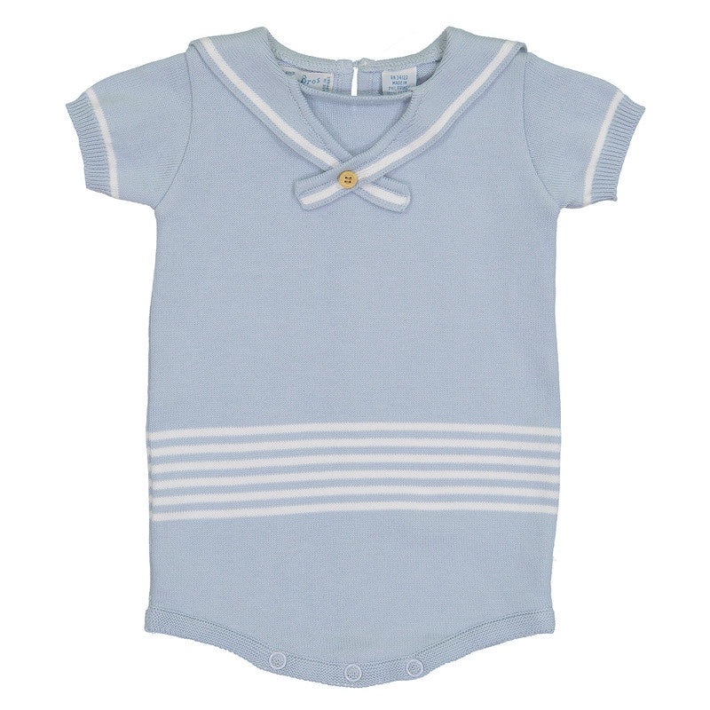 Feltman Brothers Knit Sailor Romper, Blue