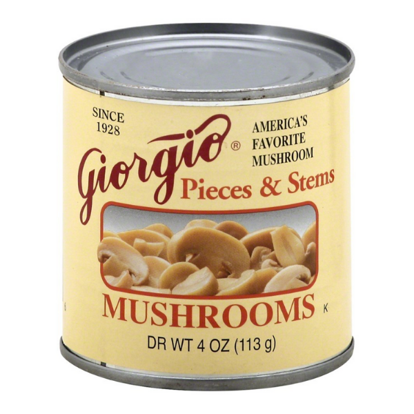 Giorgio Mushrooms, Stems & Pieces, 4 oz can