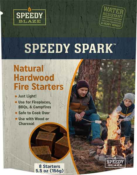 Speedy Spark Fire Starters, Natural Hardwood, 8 pk, 5.5 oz