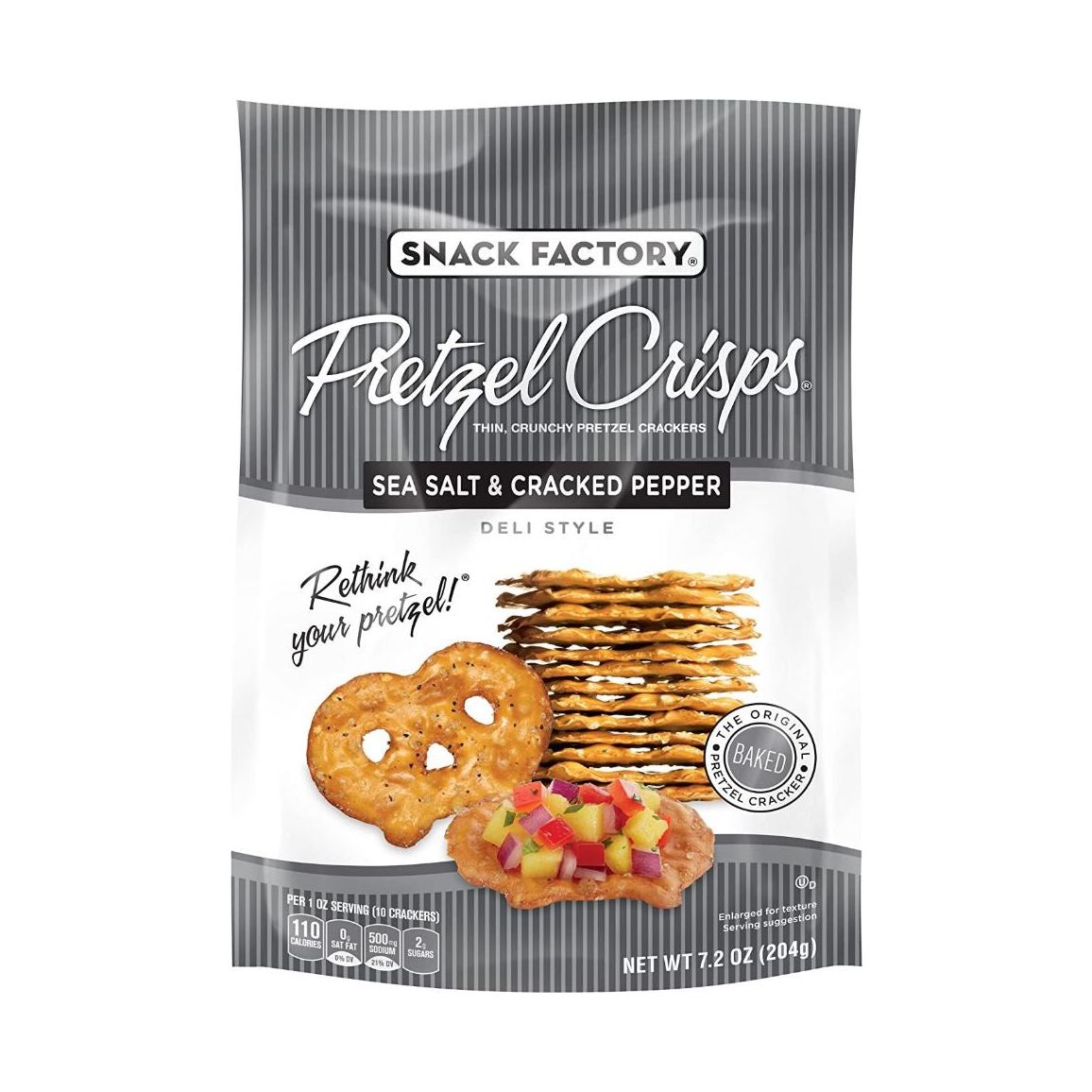 Snack Factory Pretzel Crisps Sea Salt & Cracked Pepper 7.2 oz