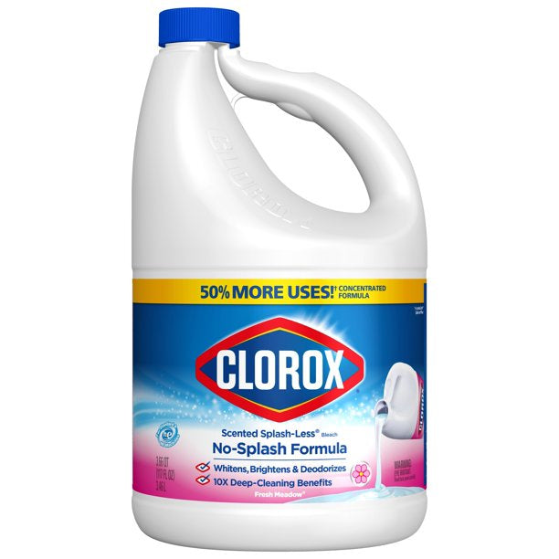 Clorox Bleach, Fresh Meadow, Splash-less 77oz