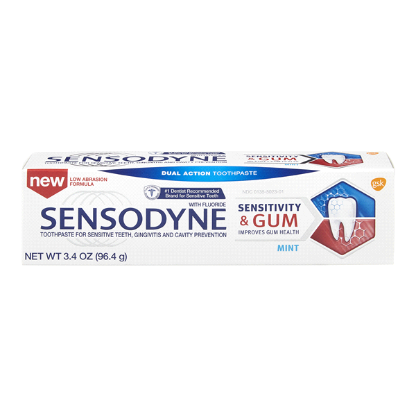 Sensodyne Toothpaste, Dual Action Mint, Sensitivity & Gum, 3.4 oz