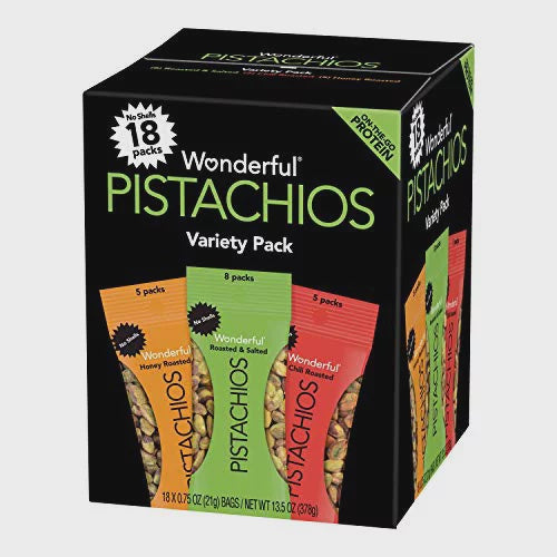 Wonderful Pistachios Variety Pack, No Shells 18pks - Business