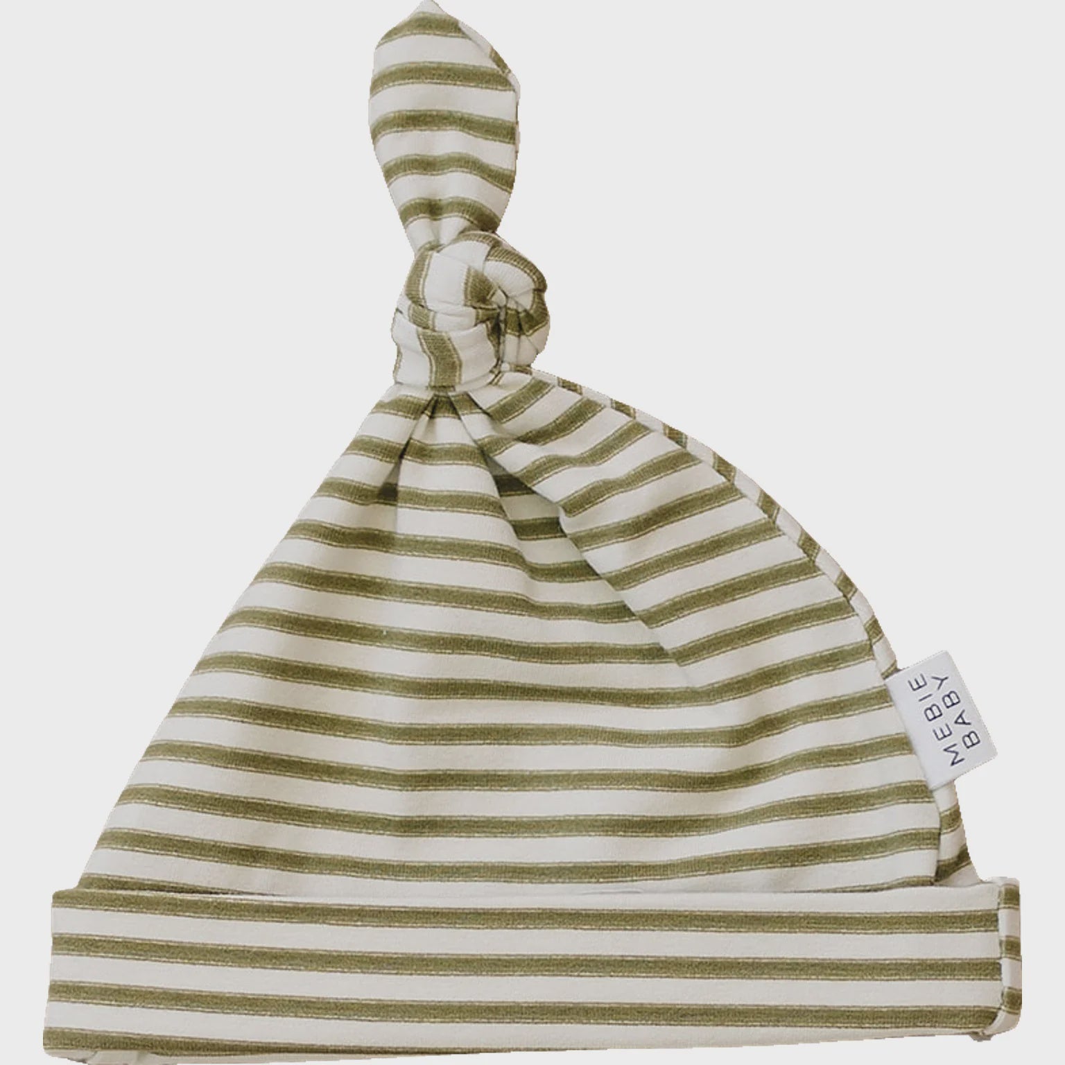 Mebie Baby Olive Stripe Newborn Knot Hat, 0-3m