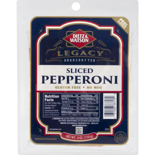 Dietz & Watson Pepperoni, Sliced, 6 oz