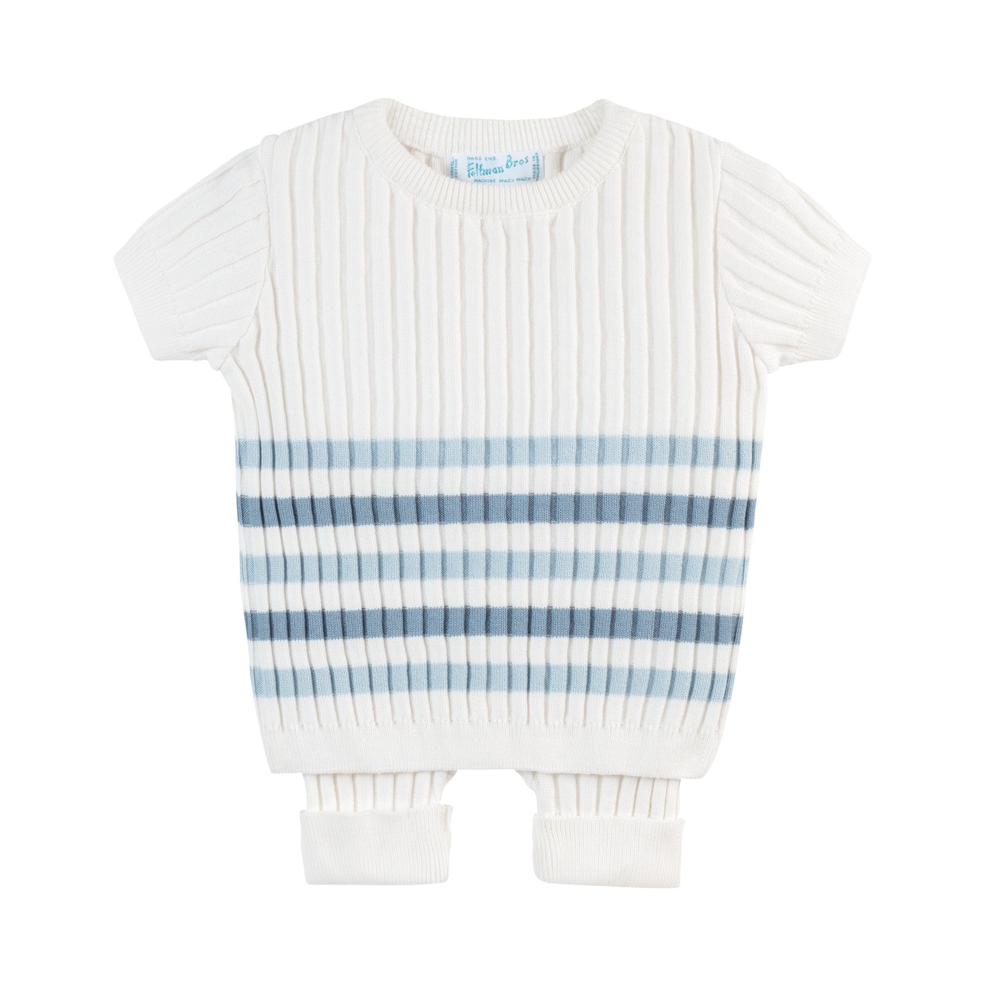 Feltman Brothers Boys Knit Striped Ribbed Set, Blue