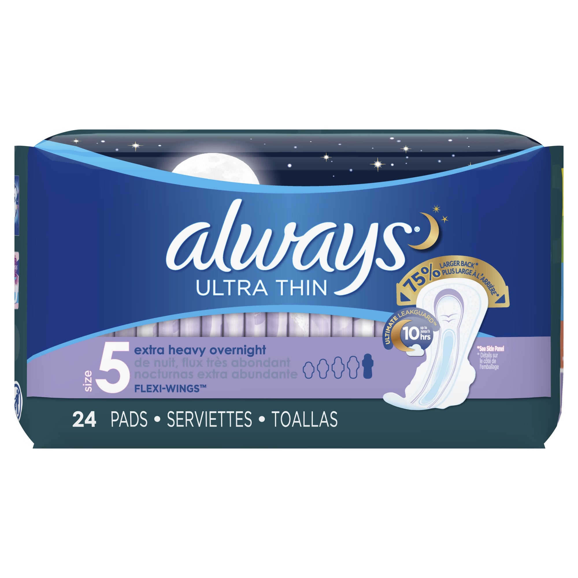 Always Pads, Size 5 Ultra Thin Overnight, 24 Ct