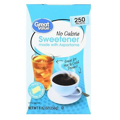 Great Value No Calorie Sweetener with Aspartame, 250 ct