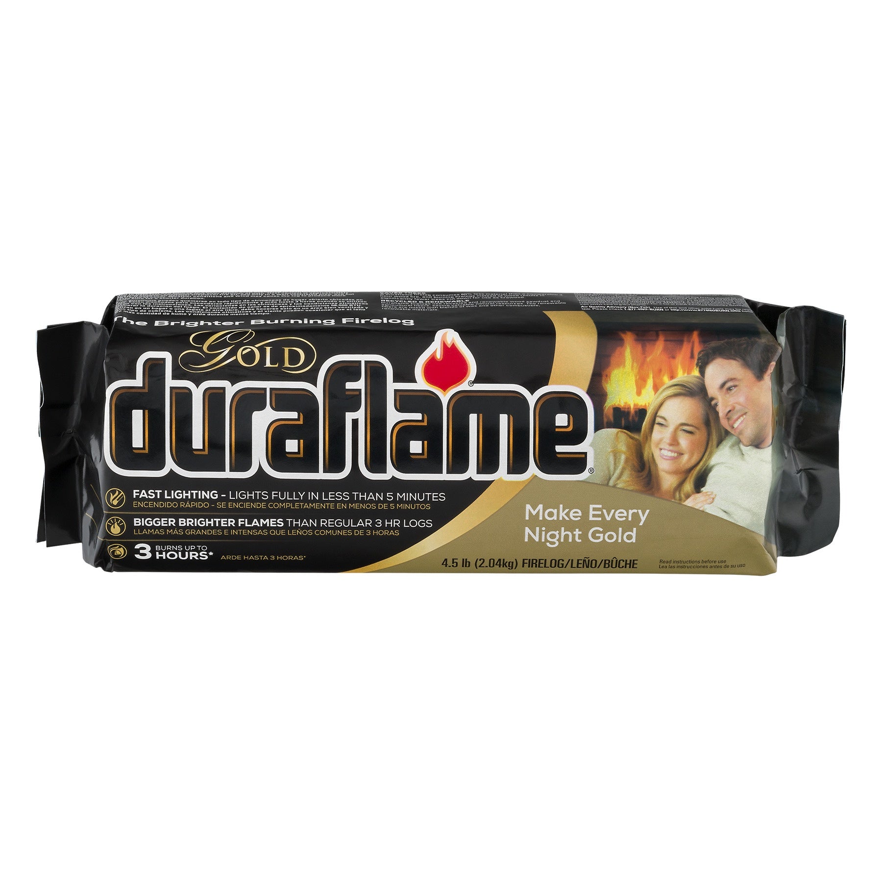 Duraflame Gold Fire Log, Single Pack, 3 Hours, 4.5 lb