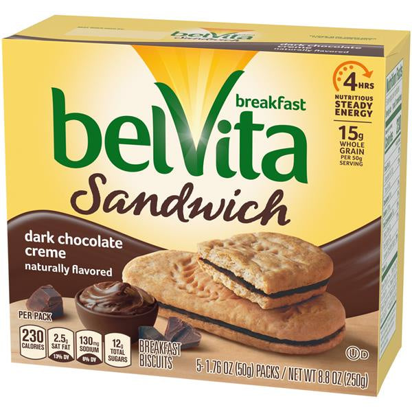 Nabisco Belvita Dark Chocolate Creme Sandwich Breakfast Bar 5ct