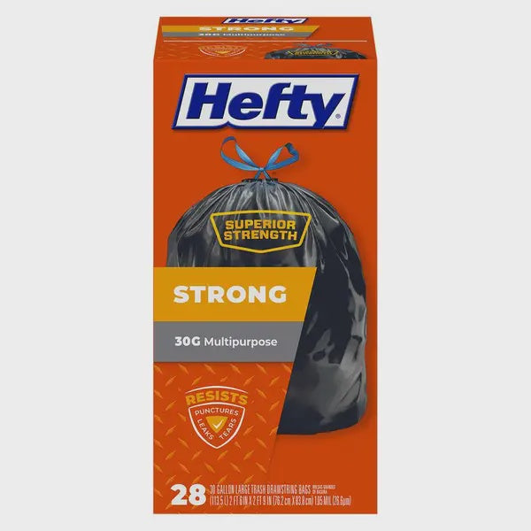 Hefty Trash Bags, Black Strong 28ct