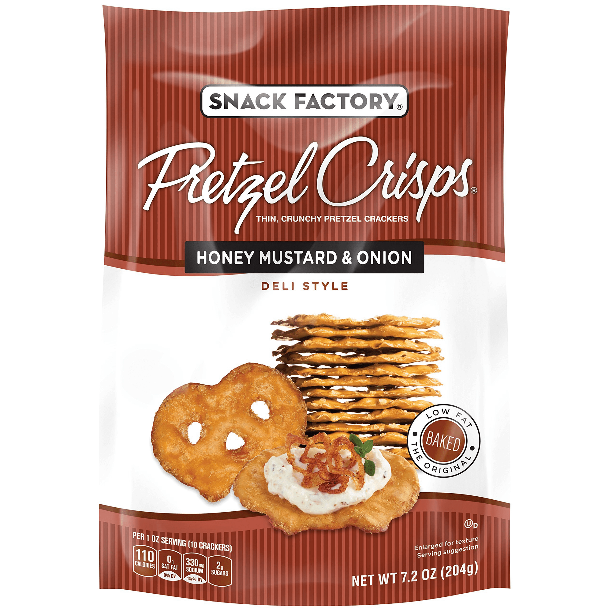 Snack Factory Pretzel Crisps, Honey Mustard & Onion, 7.2 oz