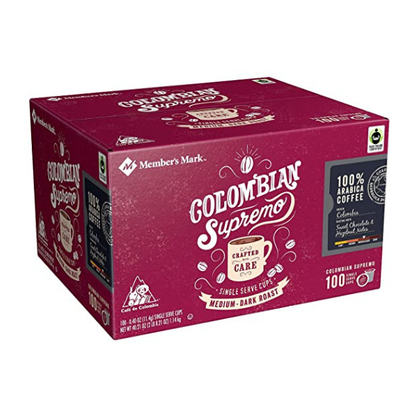 Member's Mark Coffee K-cups, Columbian Supremo, 100 Ct