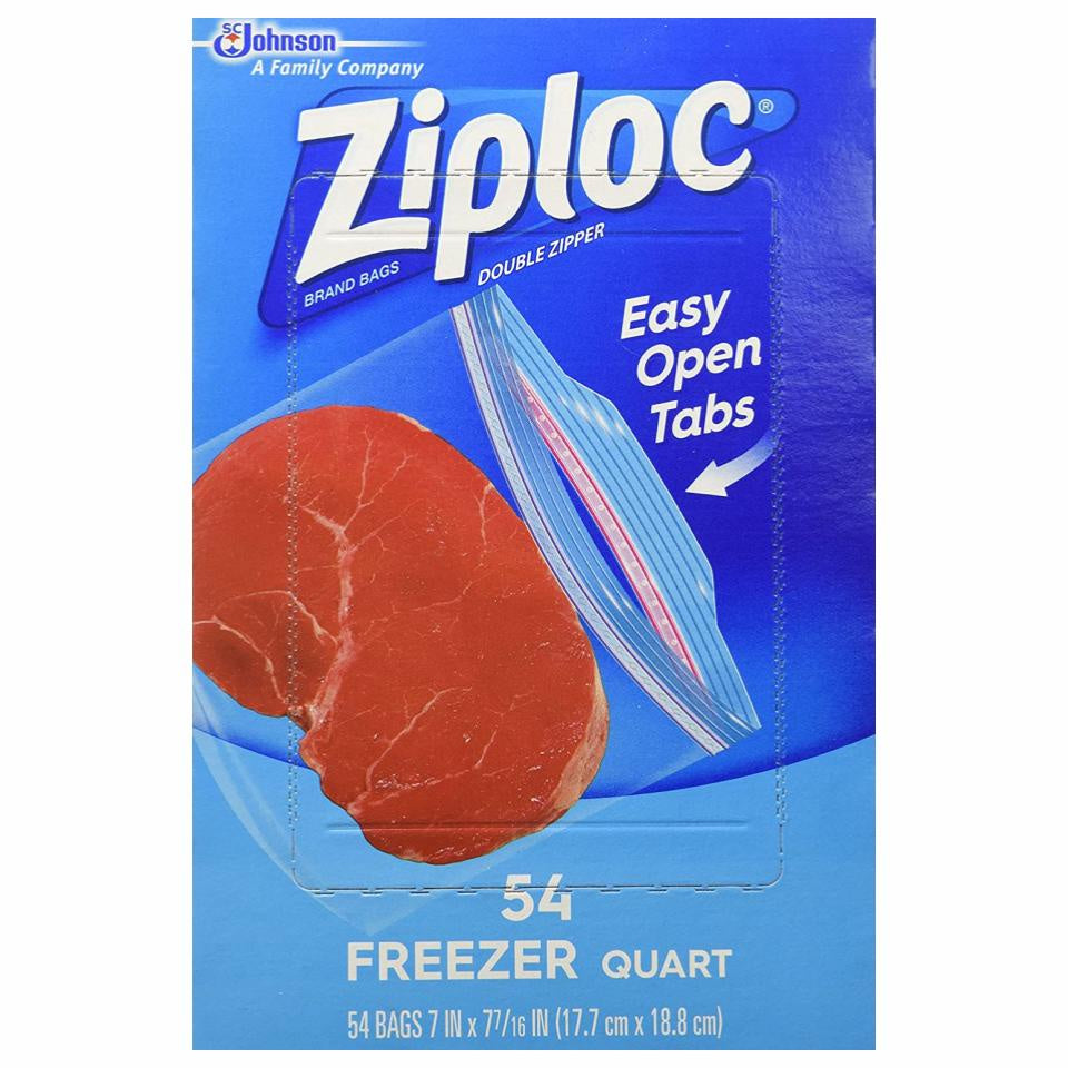 Ziploc Bags, Freezer,  Quart, 54 Count