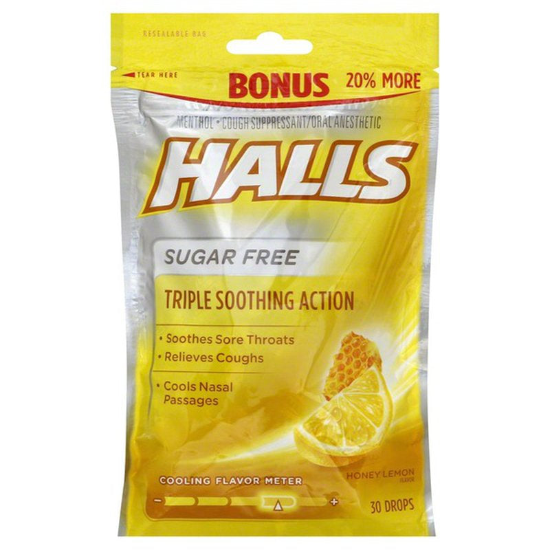 Halls Cough Drops, Honey Lemon Sugar Free, 25 ct