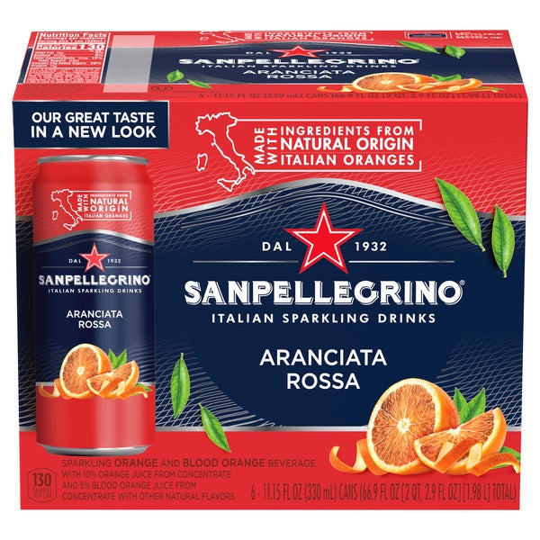 San Pellegrino Sparkling Drink, Aranciata Rossa , Orange 6ct