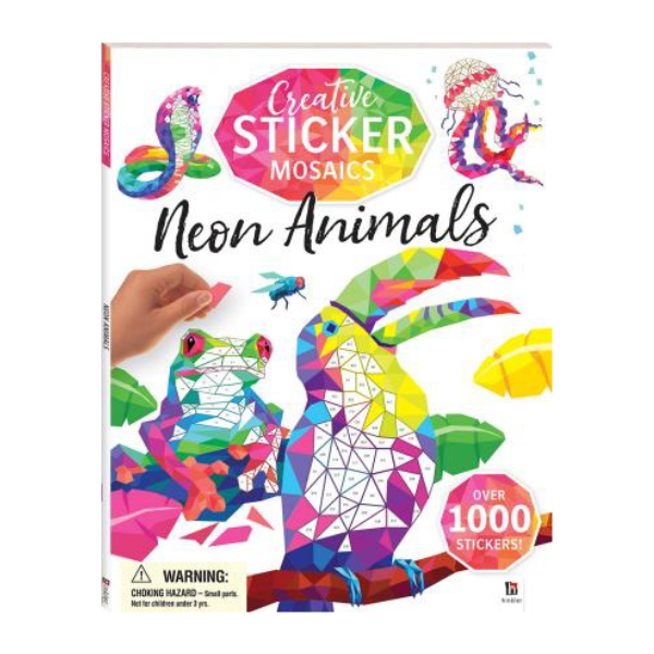 Neon Animals Activity Book, Creative Sticker Mosaics