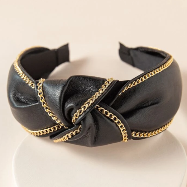 Chain Decor Wide Headband  Black/one-size