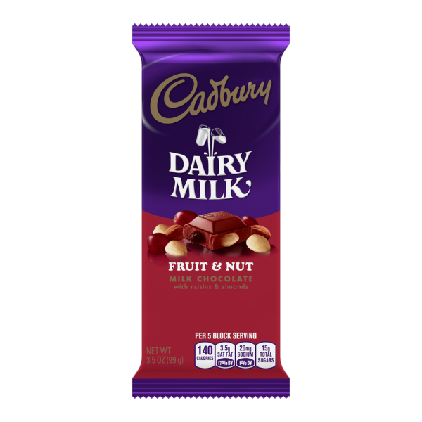 Cadbury Dairy Milk Fruit & Nut Chocolate Bar, 3.5oz