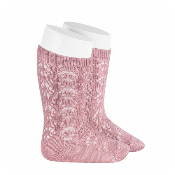 Perle Openwork Knee High Socks Condor 2518-2, Color: Pale Pink