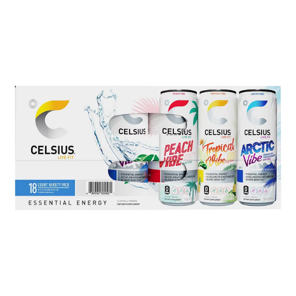 Celcius Energy Sparkling Drinks, Variety Pack, 12oz ea, 18ct