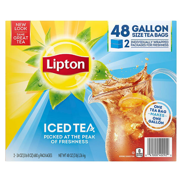 Lipton Iced Tea, Gallon Size Tea Bags, 48 ct