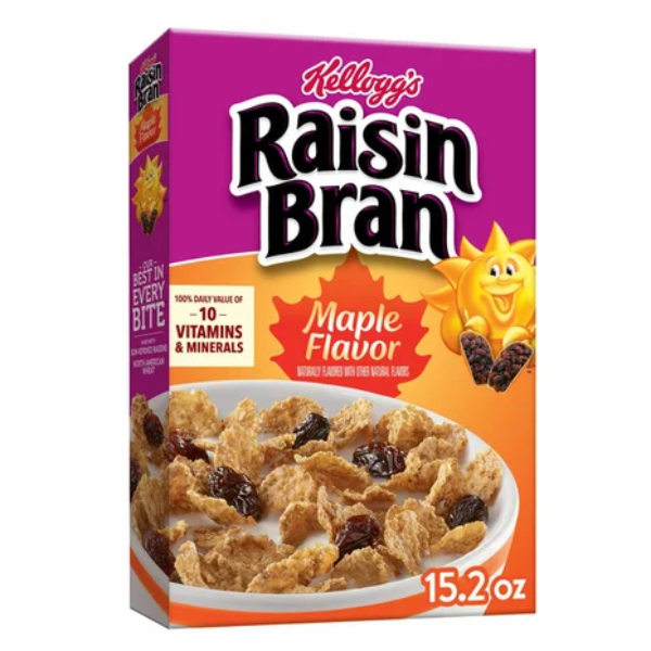 Kellogg's Raisin Bran Cereal, Maple 14.8oz