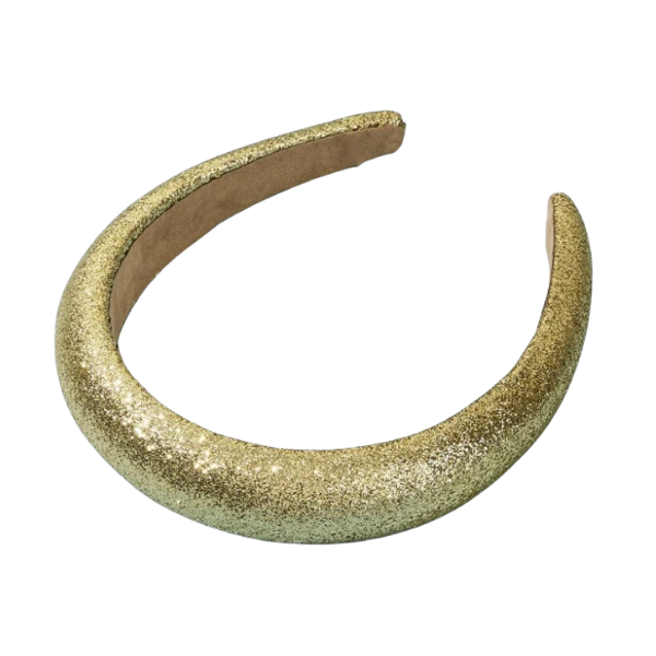 Metallic Glitter Padded Hair Hoop  Gold/one-size