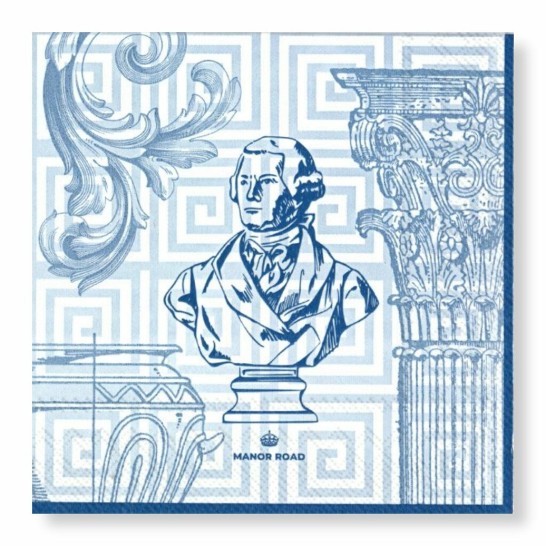 Manor Road Blue Greek Cocktail Napkins 25x25 20Pk