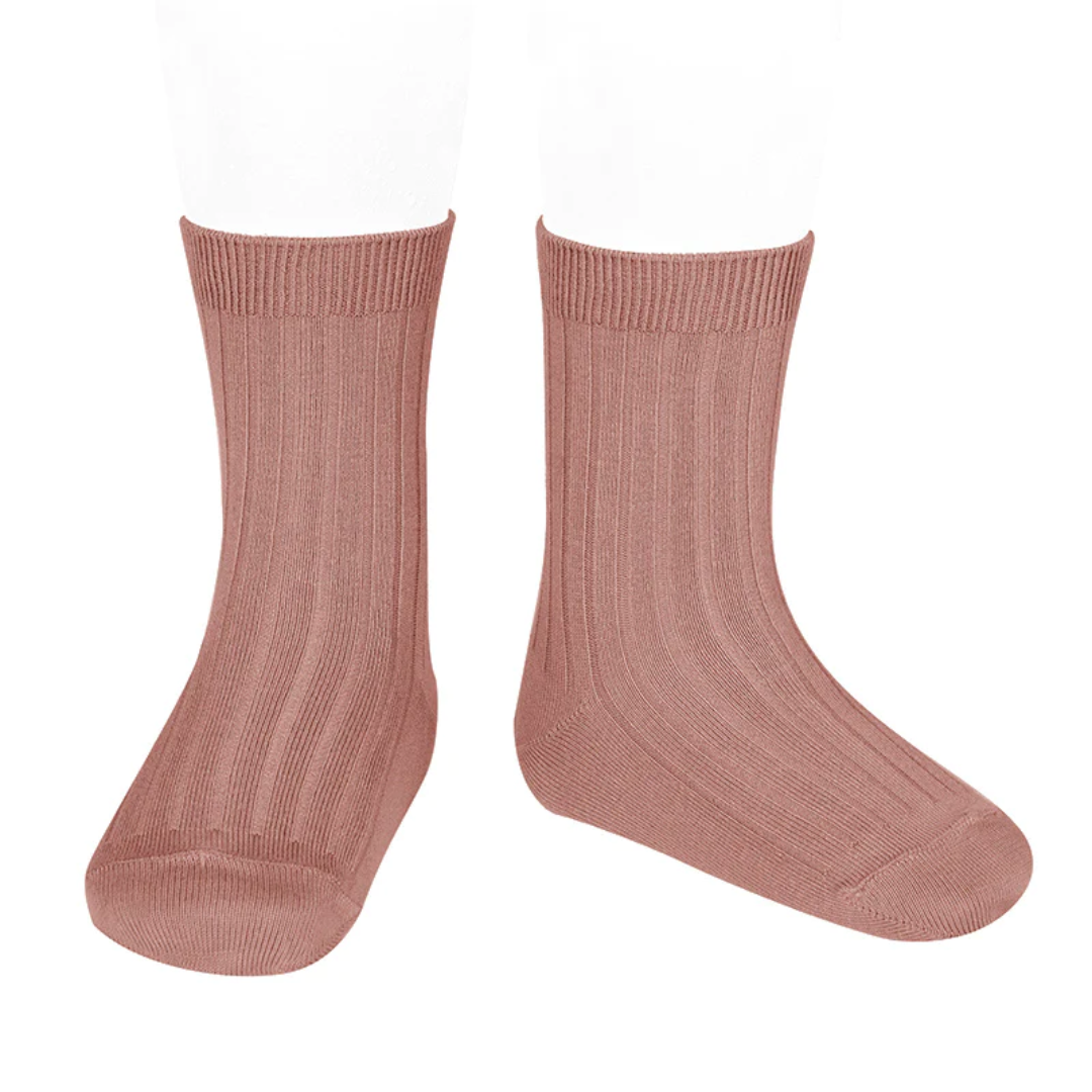 Wide Ribbed Cotton Knee-High Socks Condor 2016-2, Color: Terracotta