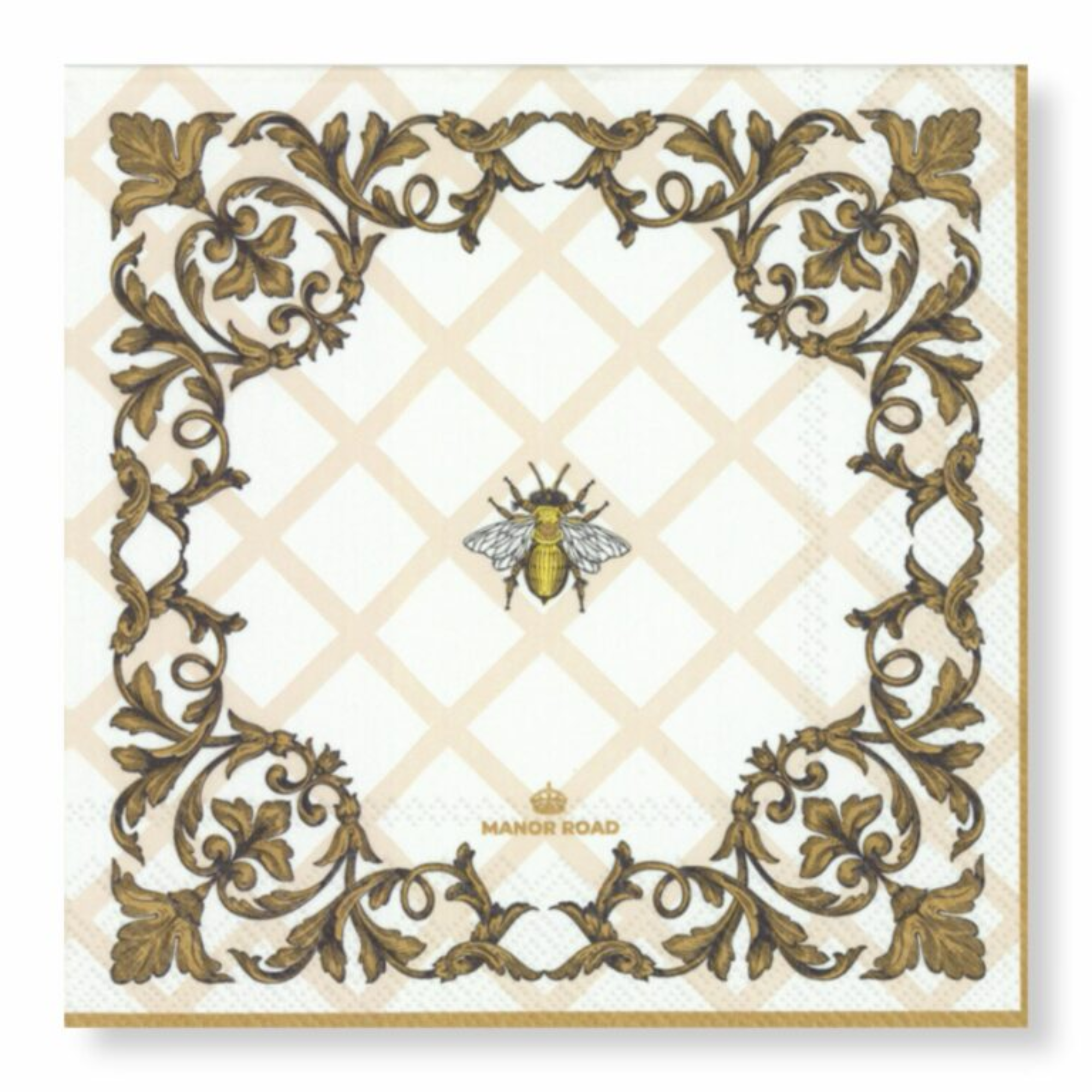 Manor Road Ornamental Bee Cocktail Napkins 25x25 20Pk