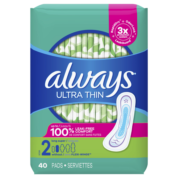 Always Pads Size 2 Ultra Thin, Super Long 46 ct