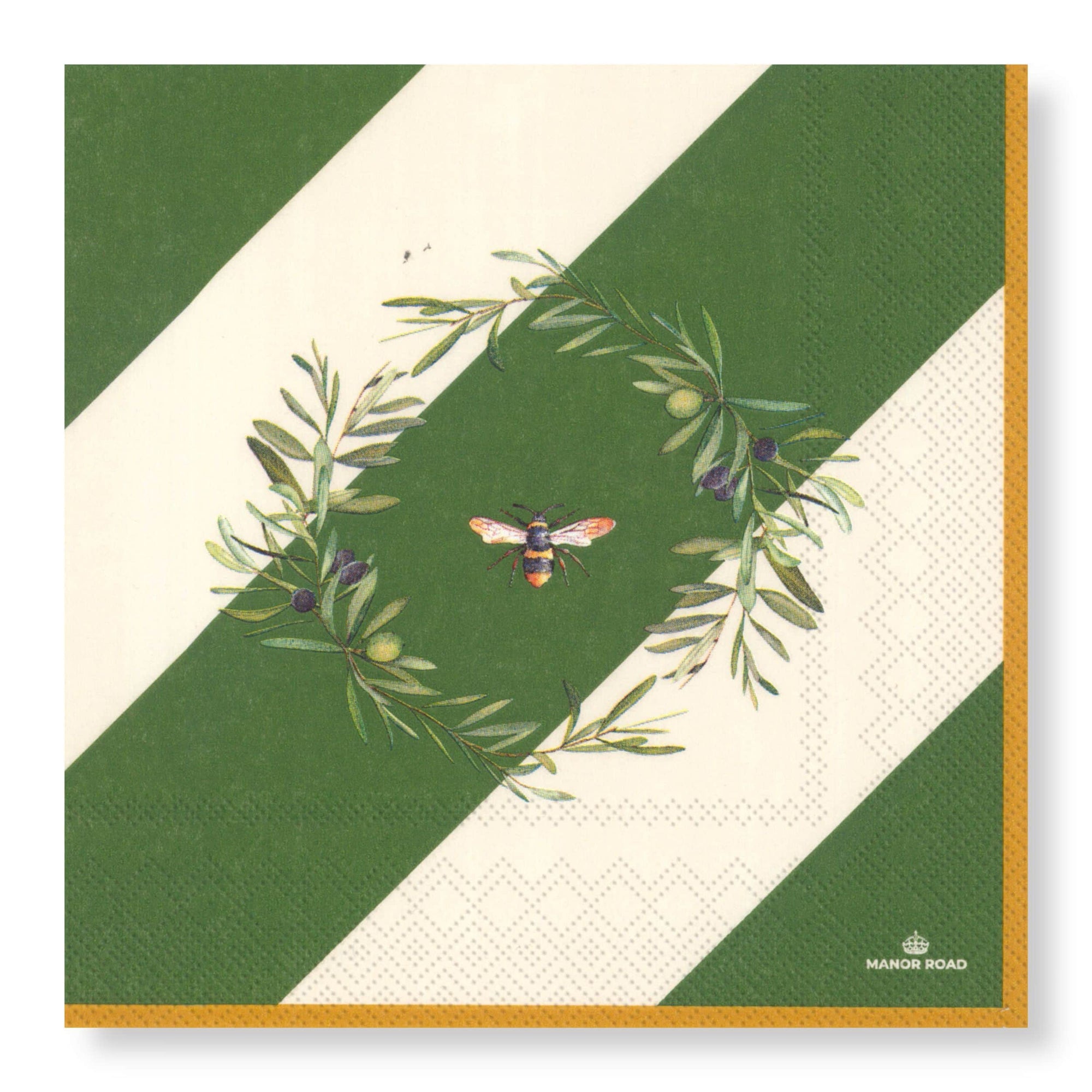 Manor Road Olive & Bee Cocktail Napkins, 25x25, 20 pk