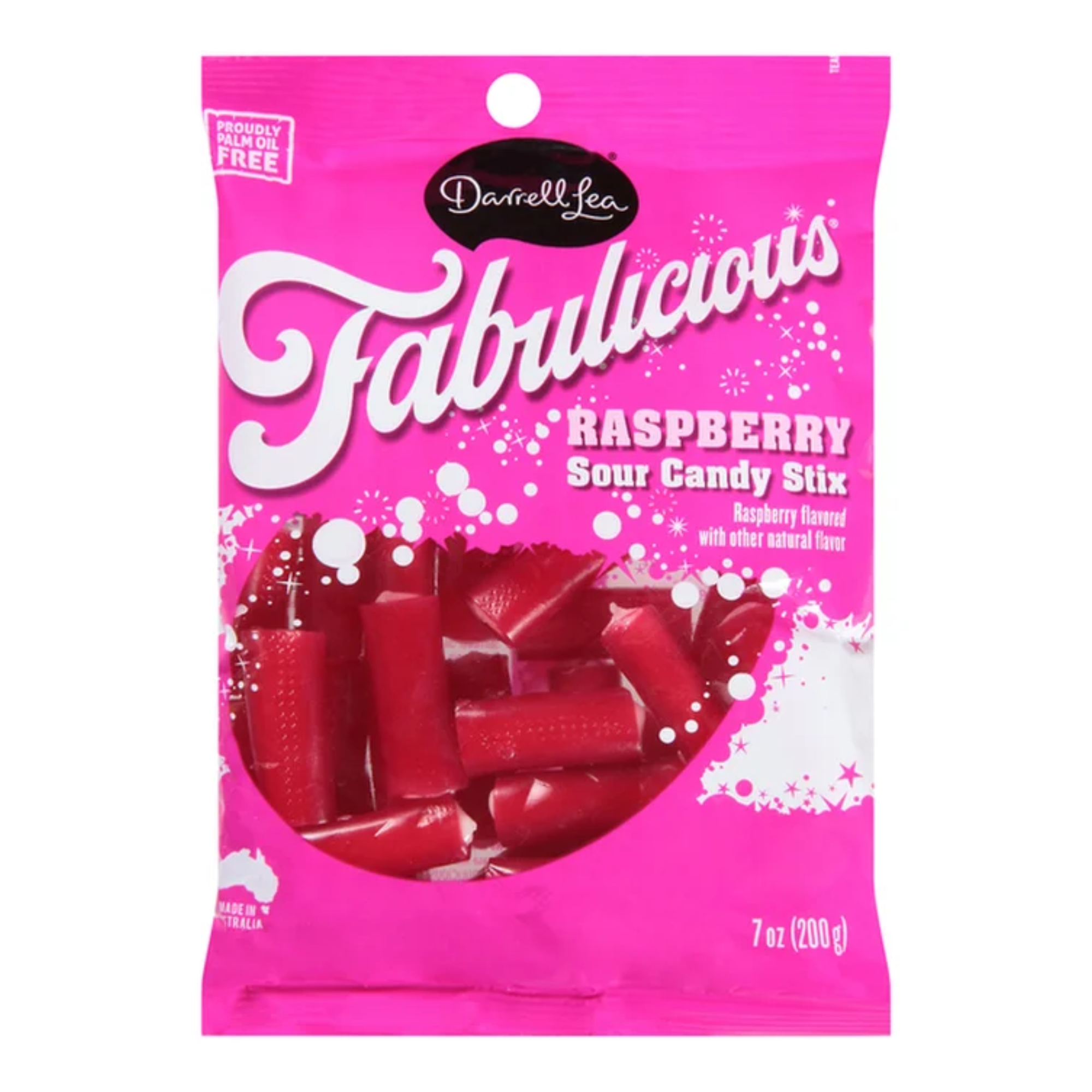 Darrell Lea Fabulicious Raspberry Sour Candy Stix, 7 oz