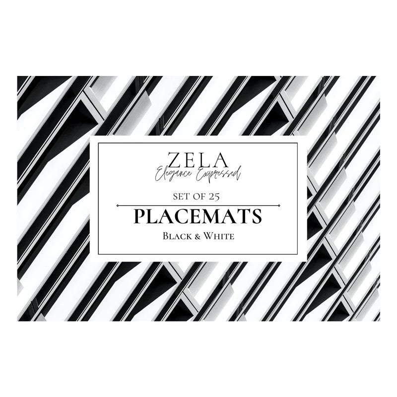 Zela Black & White Placemats, 25pk