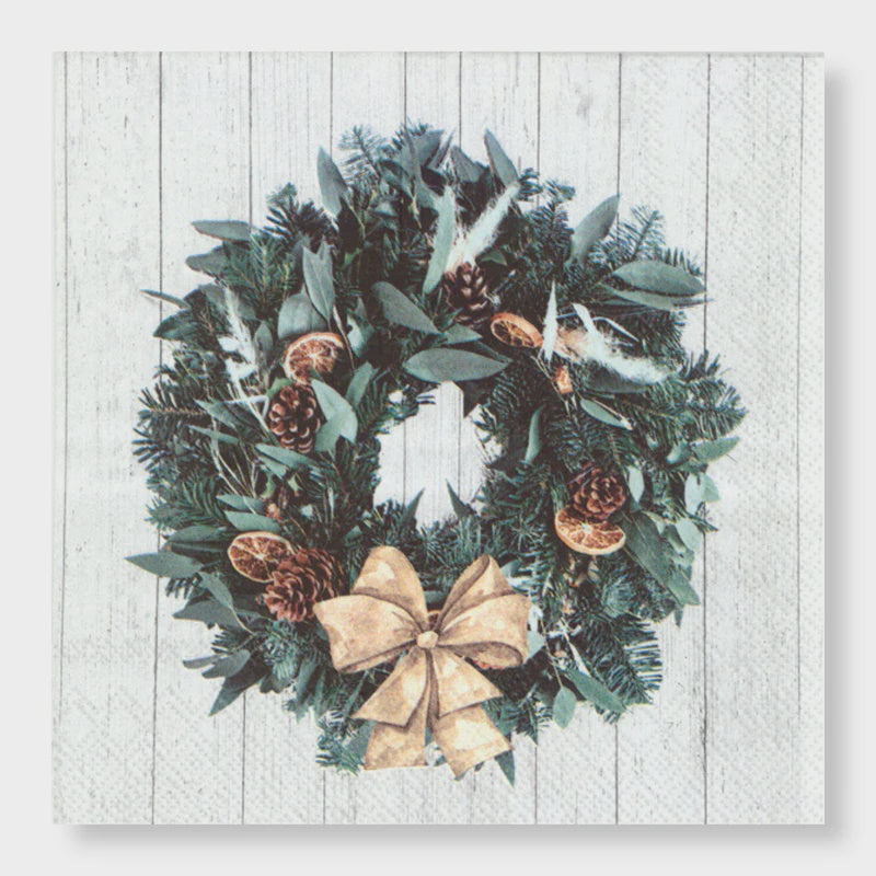 Manor Road Rustic Wreath Luncheon Napkins, 33x33, 20 pk