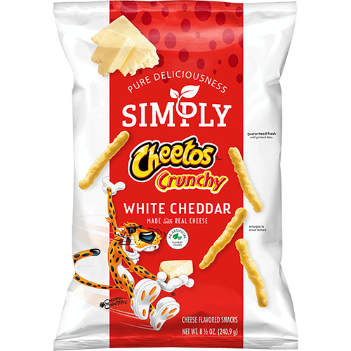 Frito-Lay Cheetos, Simply Crunchy Cheese Snacks, White Cheddar, 8.5 oz