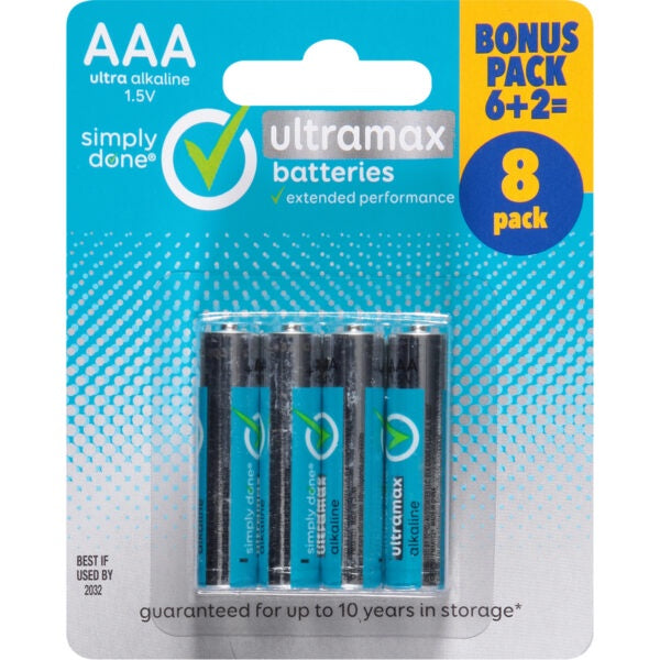 Simply Done Batteries, AAA 8ct