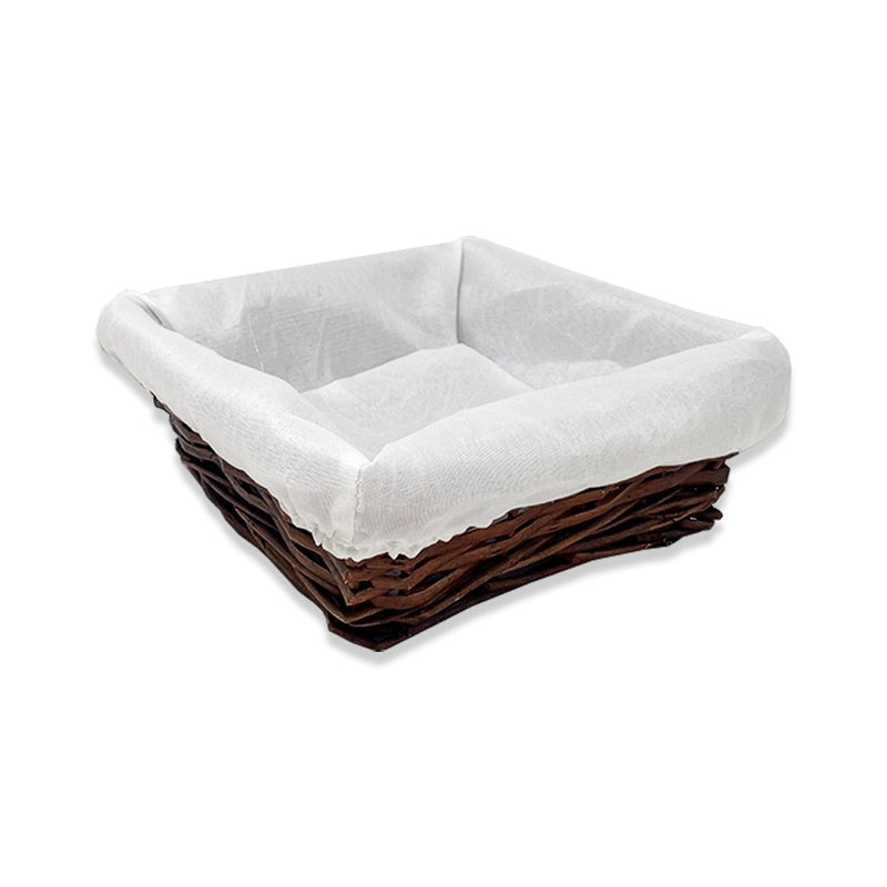 Square Basket with Cloth Liner, Large, Brown