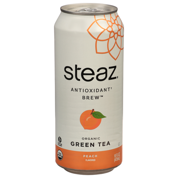 Steaz Green Tea, Peach, Organic, 16 fl oz