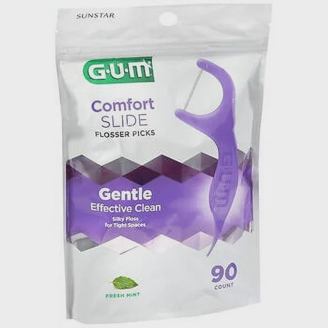 GUM Comfort Slide Flosser Picks, Fresh Mint, 90 ct