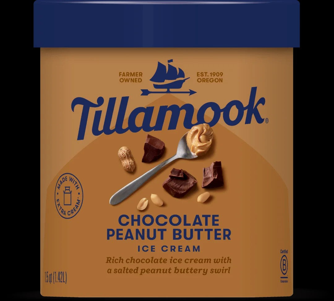 Tillamook Ice Cream - Chocolate & Peanut Butter, 48 oz