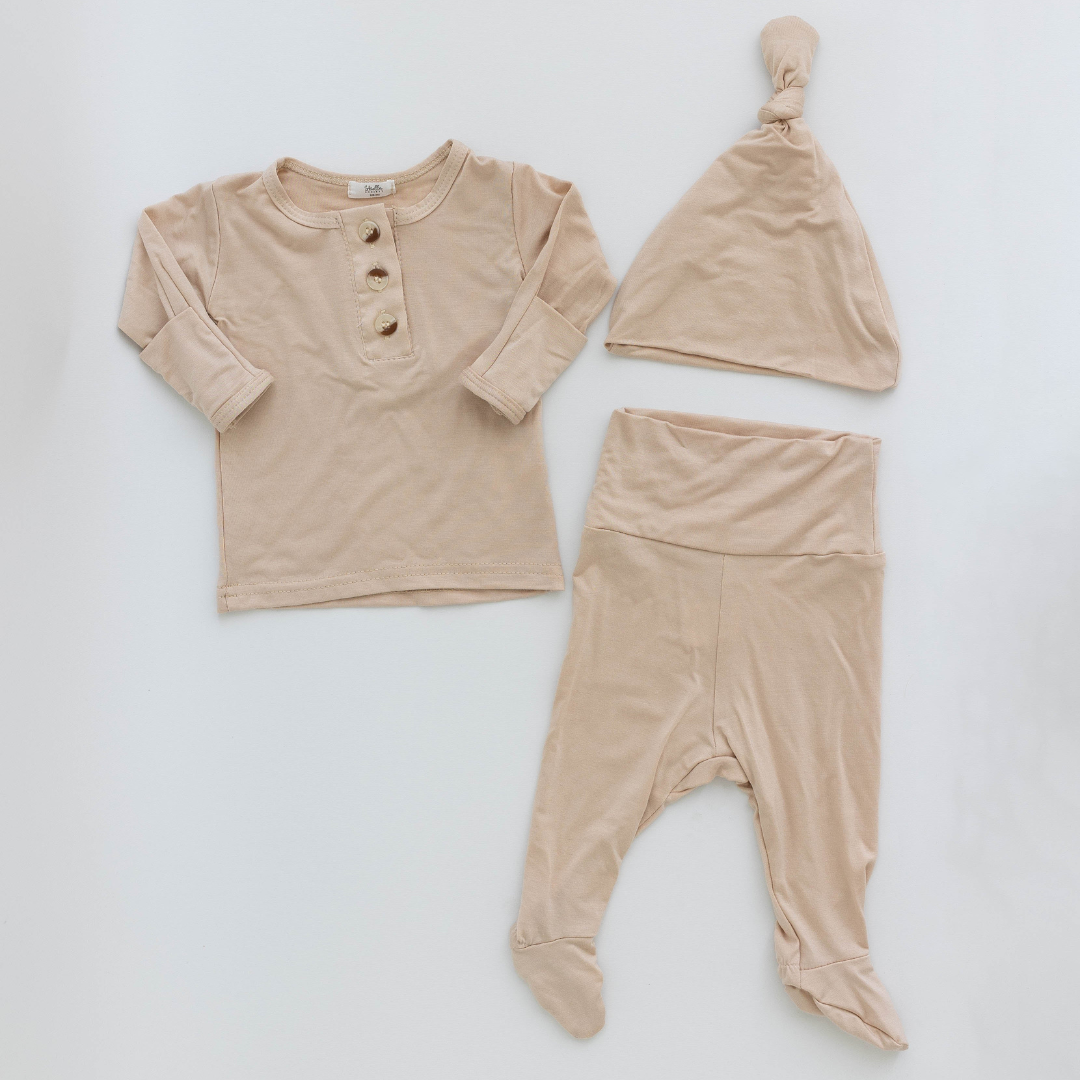 Stroller Society Top & Footie Pants Set, Sand, 3-6m