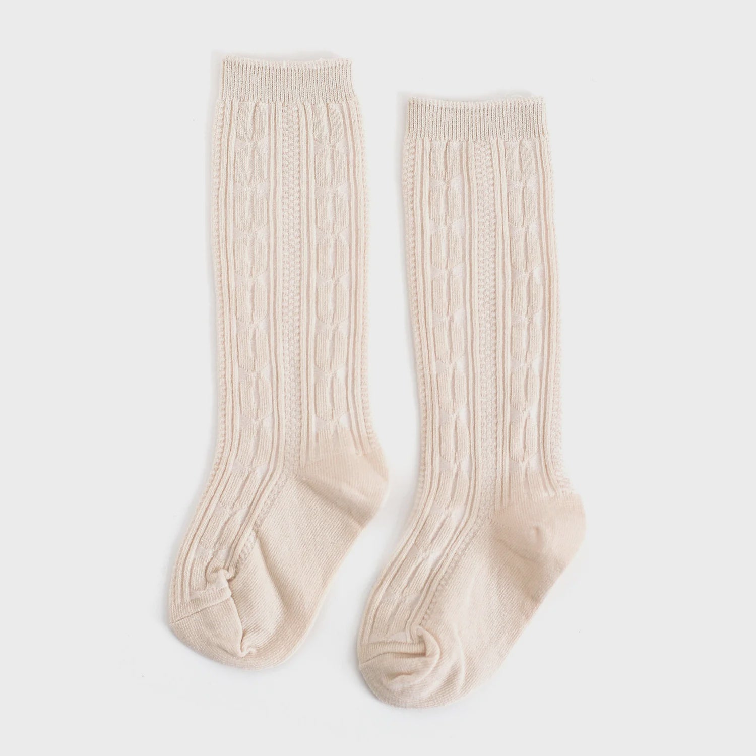 Little Stocking Co Cable Knit Knee High Socks, Vanilla