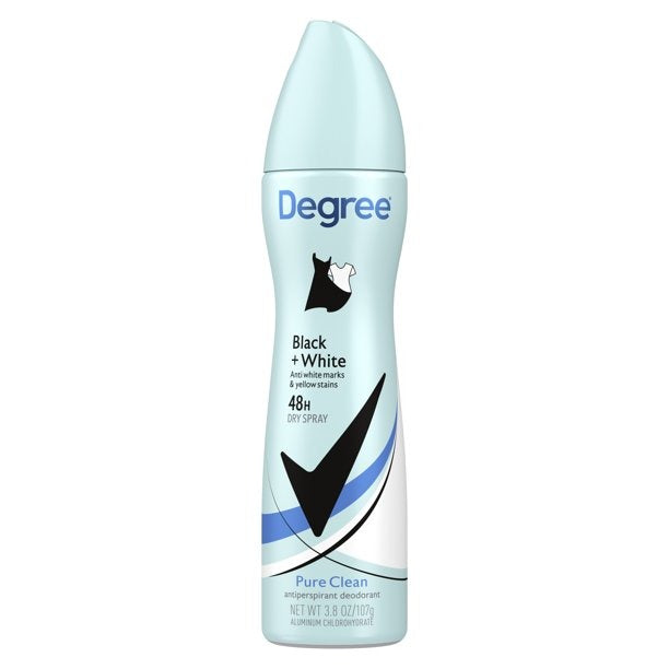 Degree Woman Black & White Pure Clean Spray Deodorant/Antiperspirant 3.8 oz