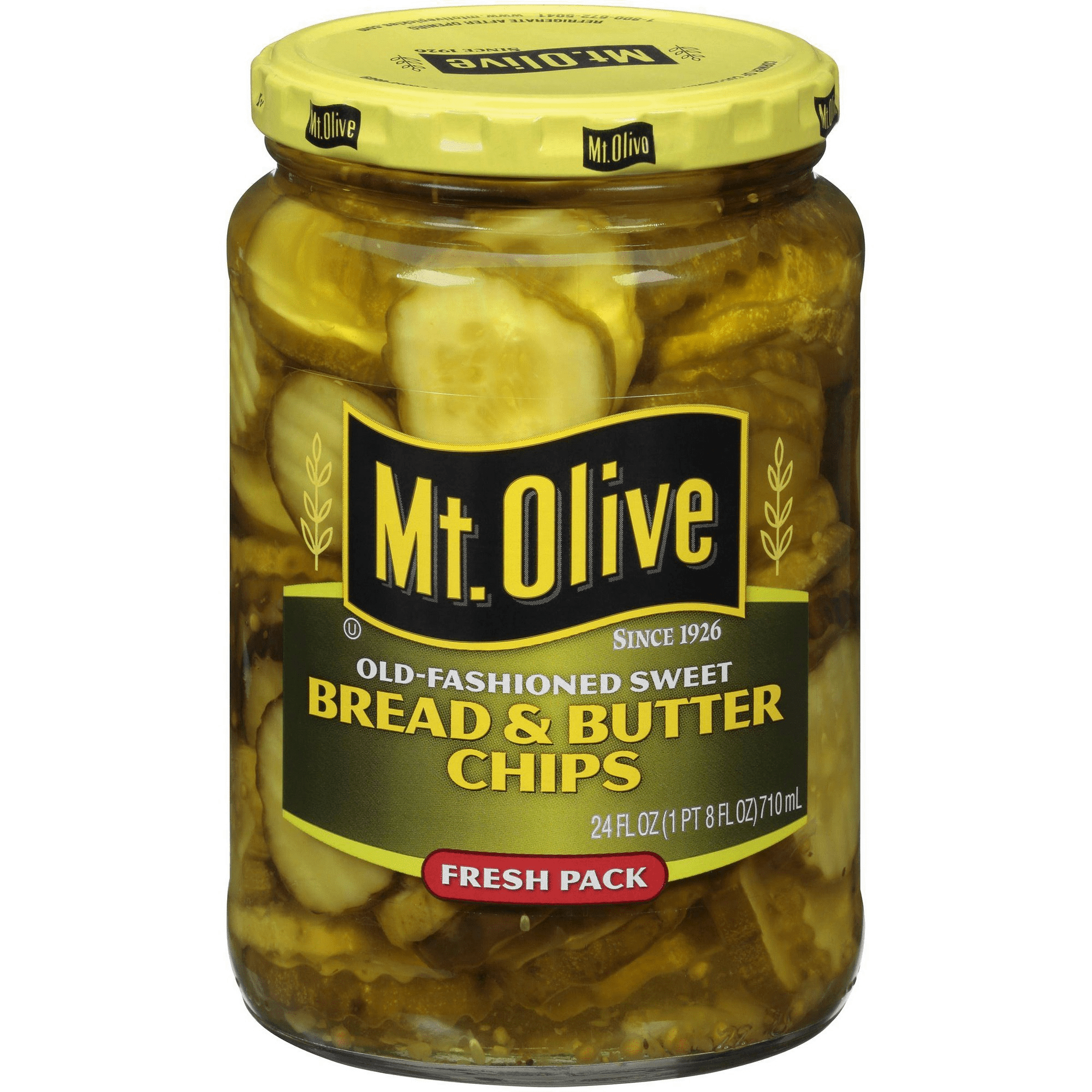 Mt Olive Bread & Butter Pickle Chips,  Sweet, 24 oz