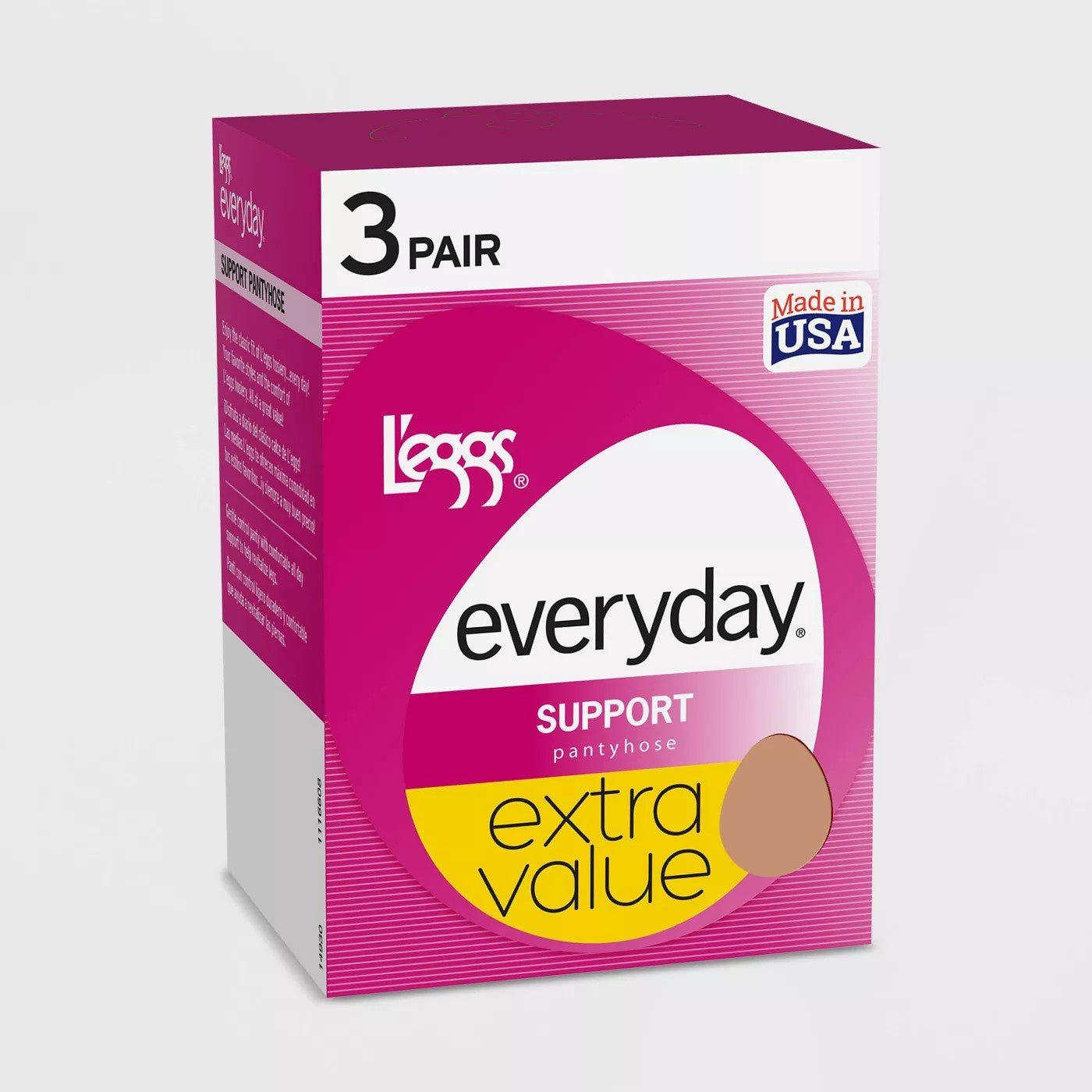 L'eggs Everyday Support Pantyhose, Q, Jet Black, 3-pack