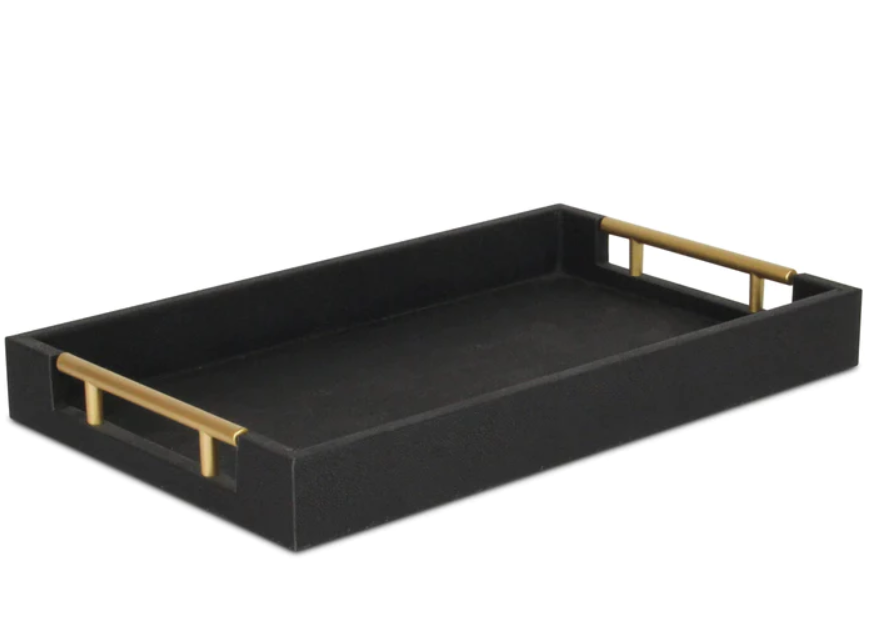 Black Tray With Gold Handles