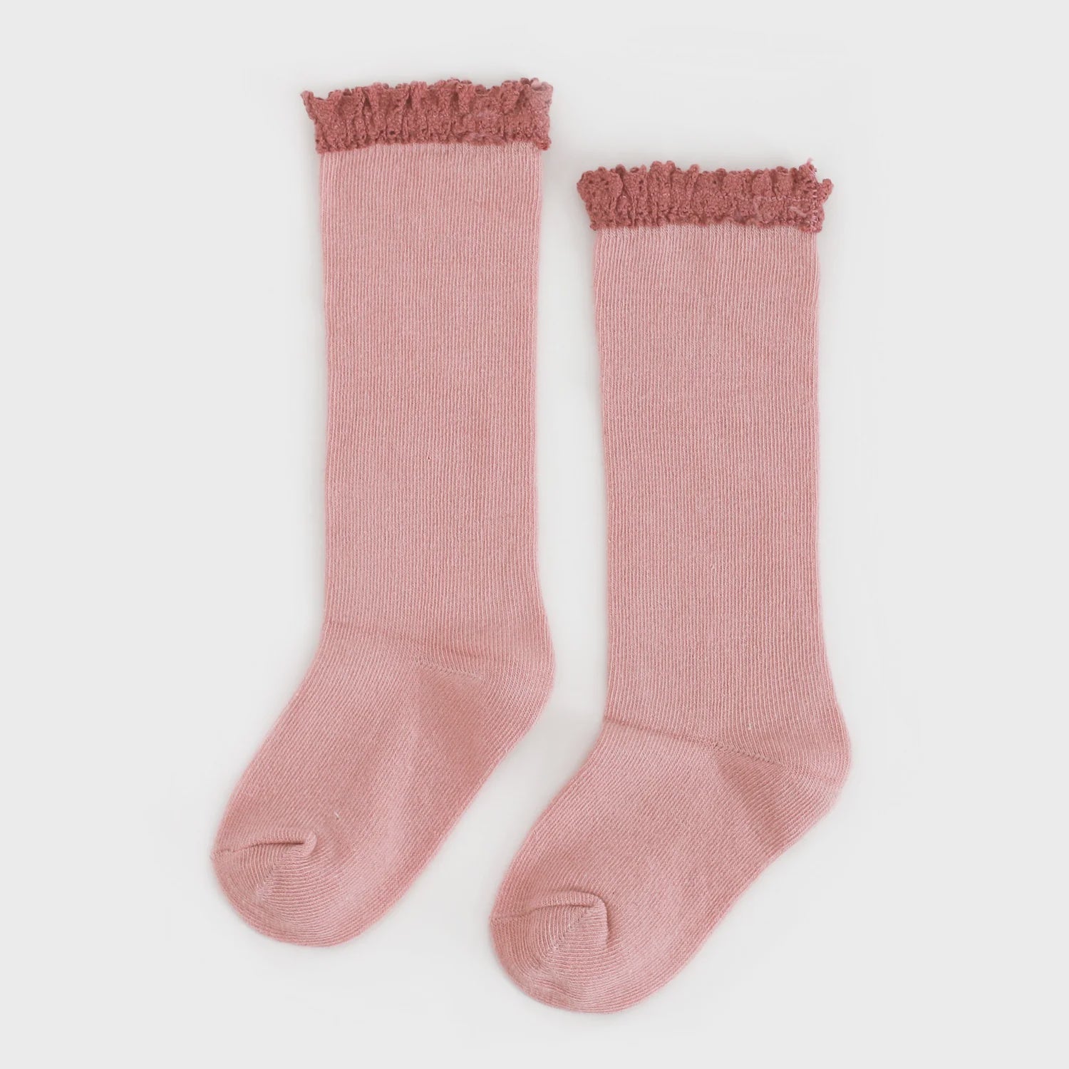 Little Stocking Co Lace Top Knee High Socks, Blush